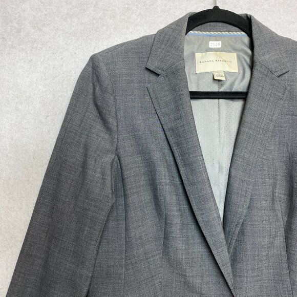 Banana Republic Blazer Womens 8 Gray One Button Wool Blend Jacket - Picture 5 of 14